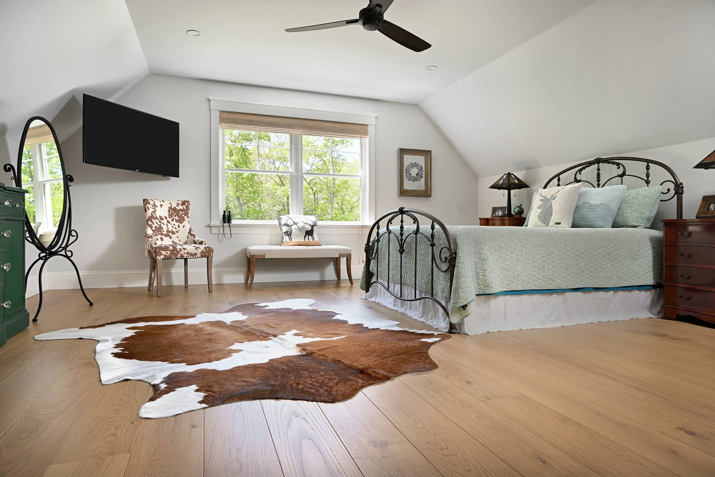 Client living room with wide-plank European White Oak